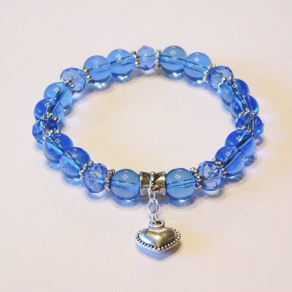 Hand Crafted Jewelry - COPY - Handmade Blue Stretch Bracelet  - 7"